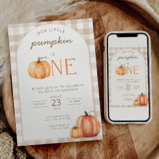 Notre Petit Citrouille a un an Invitation d'annive