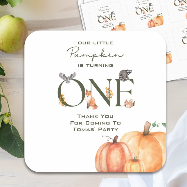 Notre Petit Citrouille Est Un Autocollant Merci (Our Little Pumpkin Is One Thank You Sticker
)