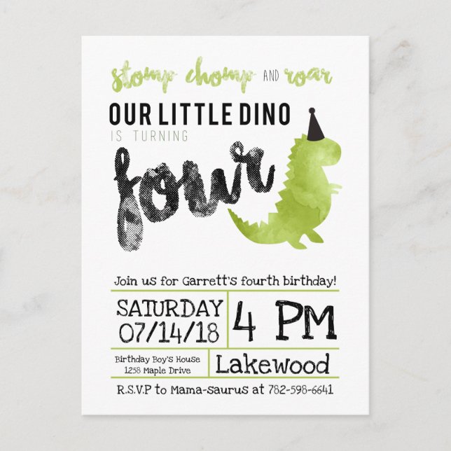 Notre Petit Dino Anniversaire Invitation Dinosaure (Devant)