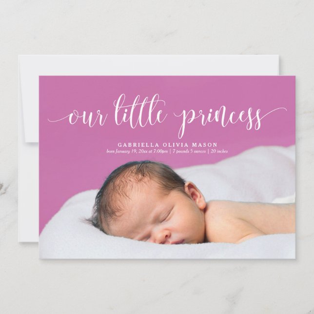 Notre petit Faire-part de naissance de script Prin (Devant)
