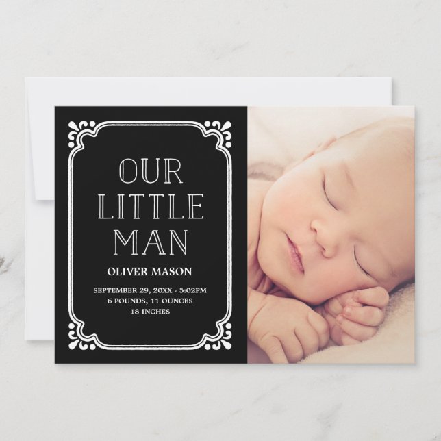 Notre petit homme | Faire-part de naissance rustiq (Devant)