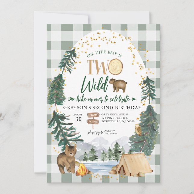 Notre petit ours est deux Invitation d'anniversair (Devant)