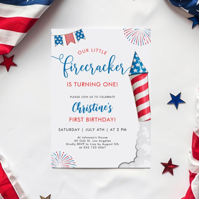 Notre petit pétard 1er anniversaire Invitation (Créateur téléchargé)