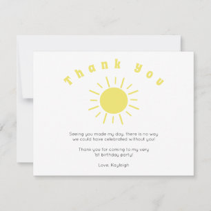 Notre Petit Soleil Anniversaire Merci Cartes