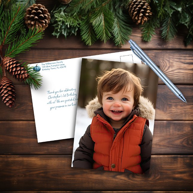 Notre petite citrouille bleue carte de remerciemen (Créateur téléchargé)