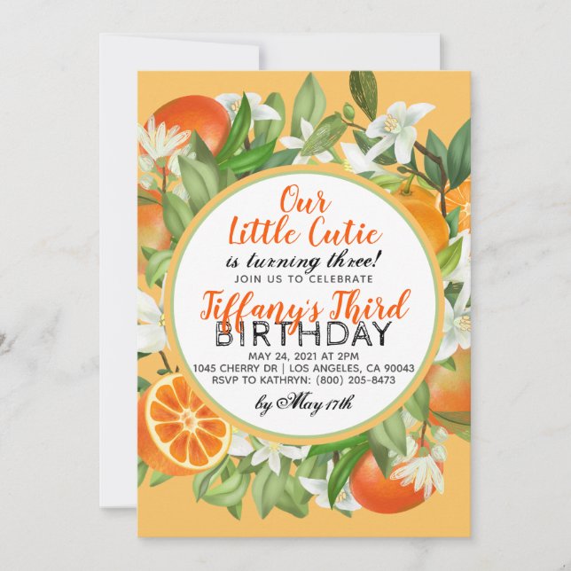 Notre Petite Cutie Orange Fruit Invitation Anniver (Devant)