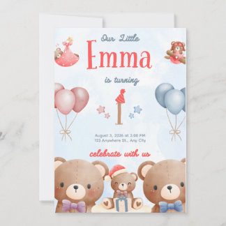 Notre petite Emma Invitation d'anniversaire – Ours