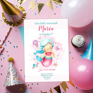 Notre Petite Fille Sirène Invitation Anniversaire