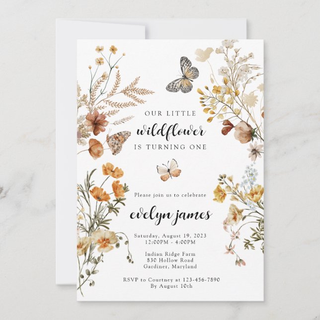 Notre Petite Fleur sauvage Invitation d'anniversai (Devant)