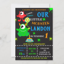 Notre Petite invitation d'anniversaire monstre gar