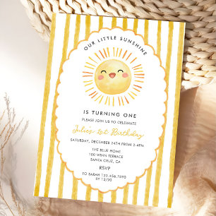Notre petite invitation d'anniversaire rayures jau