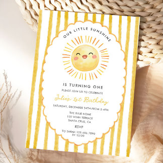 Notre petite invitation d'anniversaire rayures jau
