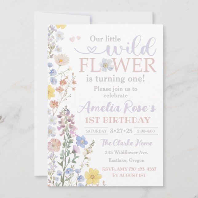 Notre Petite Invitation Fleur sauvage, 1er anniver (Devant)