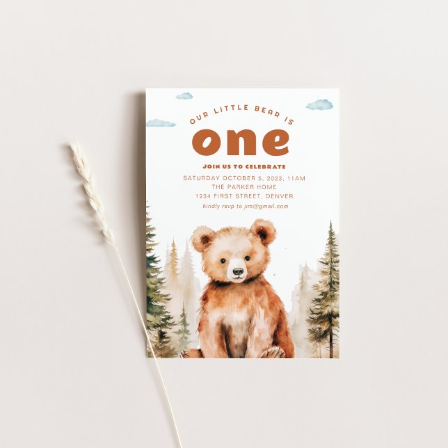 Notre Petite Ours Est Un 1Er Invitation Anniversai (Créateur téléchargé)