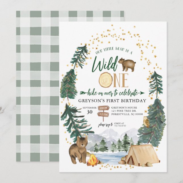 Notre petite ours est une invitation d'anniversair (Devant / Derrière)