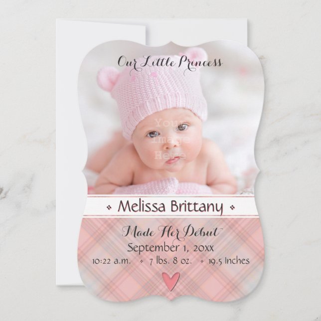 Notre petite princesse Baby Girl Faire-part de nai (Devant)