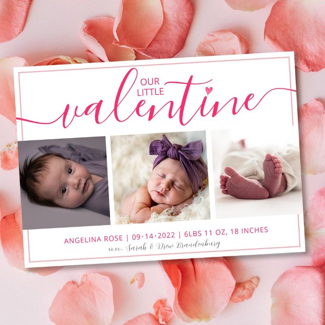 Notre petite Valentine Faire-part de naissance 3 P (Créateur téléchargé)