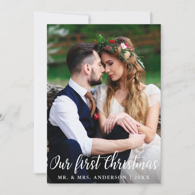 Notre premier Mariage de Noël Couple Carte photo (Devant)