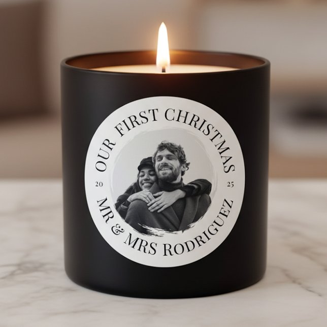 Notre Premier Noël – Autocollant Photo Monsieur et (Créateur téléchargé)