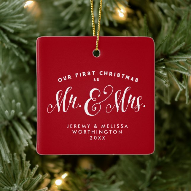 Notre premier Noël de nouveau marié rouge ornement (Arbre)
