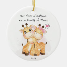 Notre premier Noël en famille de trois ornements