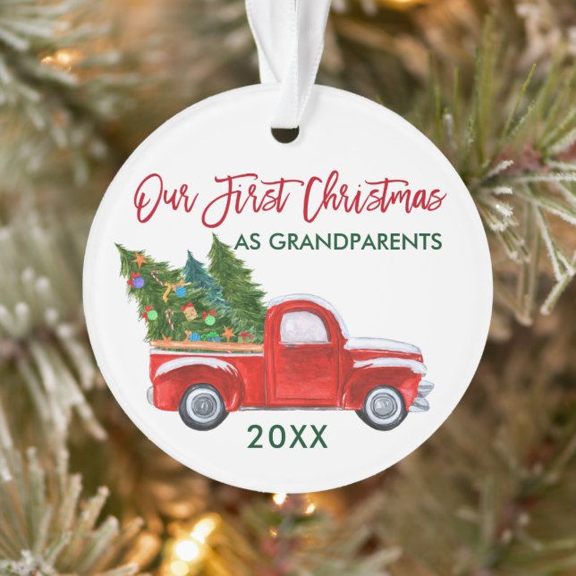Notre premier Noël en grand-parents Camion Rouge (Arbre)