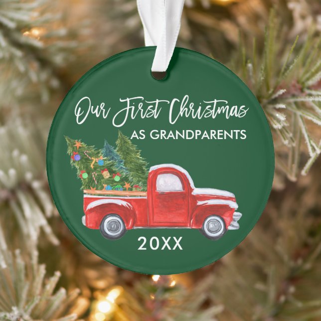 Notre premier Noël en grand-parents Camion vert (Arbre)