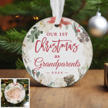Notre premier Noël en grand-parents Floral Photo