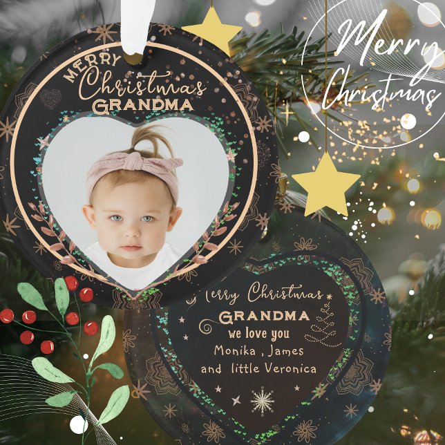 Notre premier Noël en grand-parents Photo (Elegant Our First Christmas as Grandparents Photo Ornament)