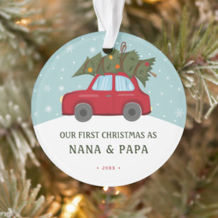 Notre premier Noël en grand-parents Red Car Tree