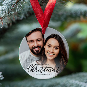 Notre premier Noël fiancé élégant script noir
