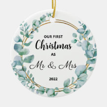 Notre premier Noël Marié Joyeux Ornement en cérami