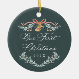Notre Premier Noël Ornement Photo de Jeunes Mariés