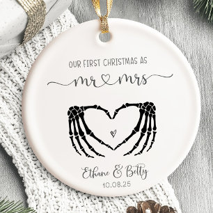 Notre premier Ornement Marié de Noël M&Mme Heart