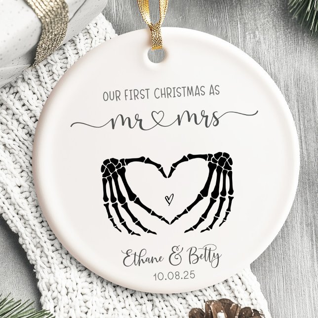 Notre premier Ornement Marié de Noël M&Mme Heart (Our First Christmas Married Ornament)
