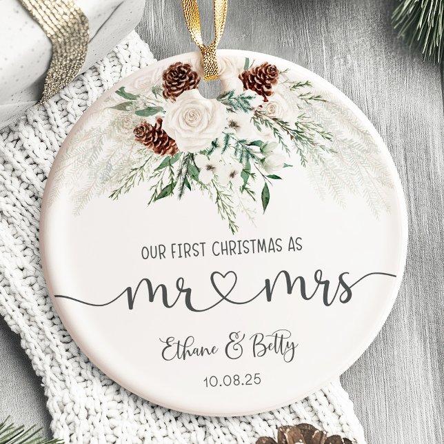 Notre Premier Ornement Marié de Noël Mr&Mrs. (Our First Christmas Married Ornament)