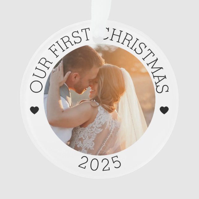 Notre premier ornement photo personnalisé de Noël (devant)
