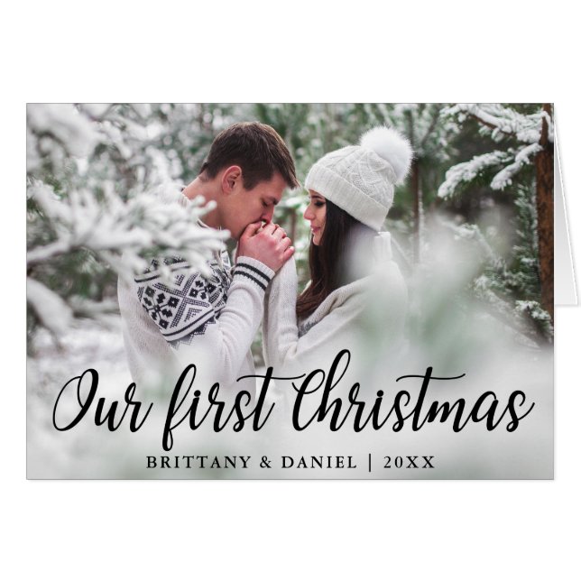 Notre premier Panier Photo Couple de Noël (Devant horizontal)