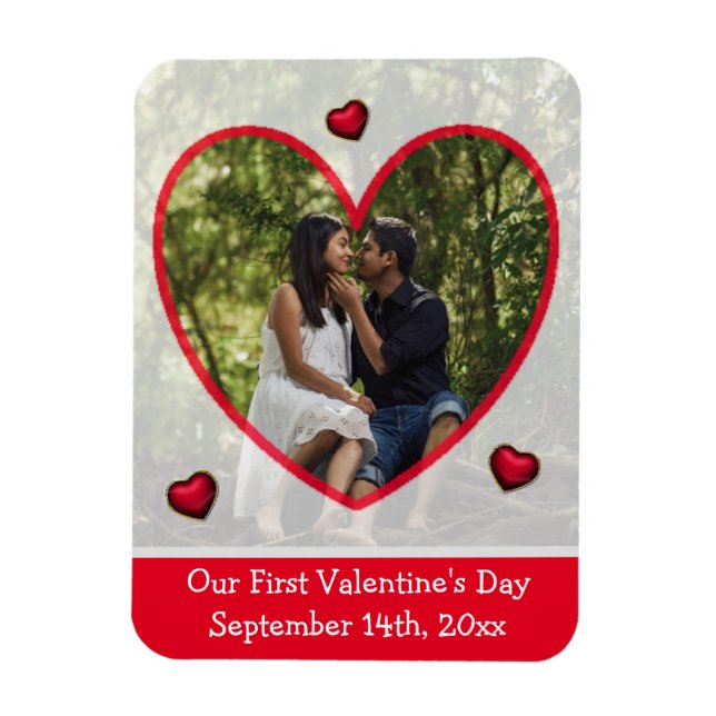 Notre première Saint Valentin Rappel Photo Magnet (Vertical)