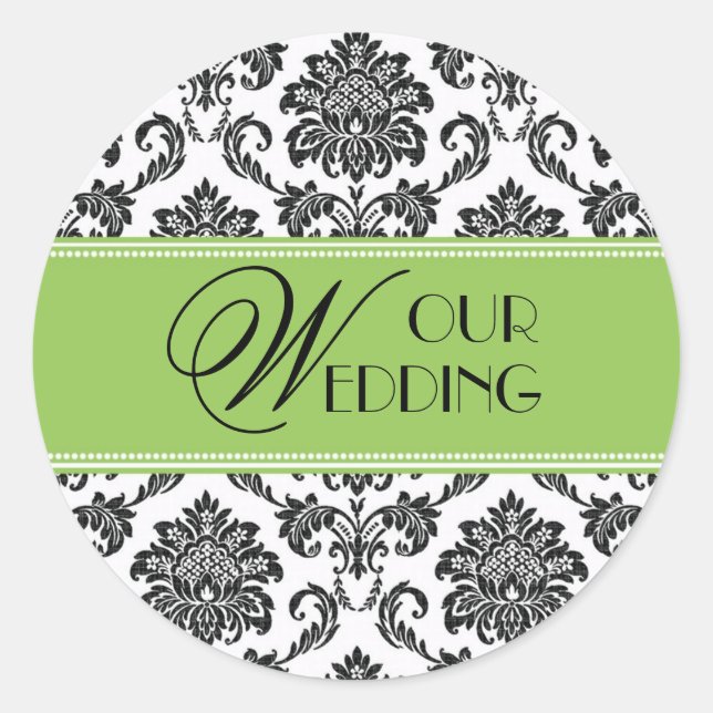 Notre Sticker Mariage Apple Green Damask (Devant)