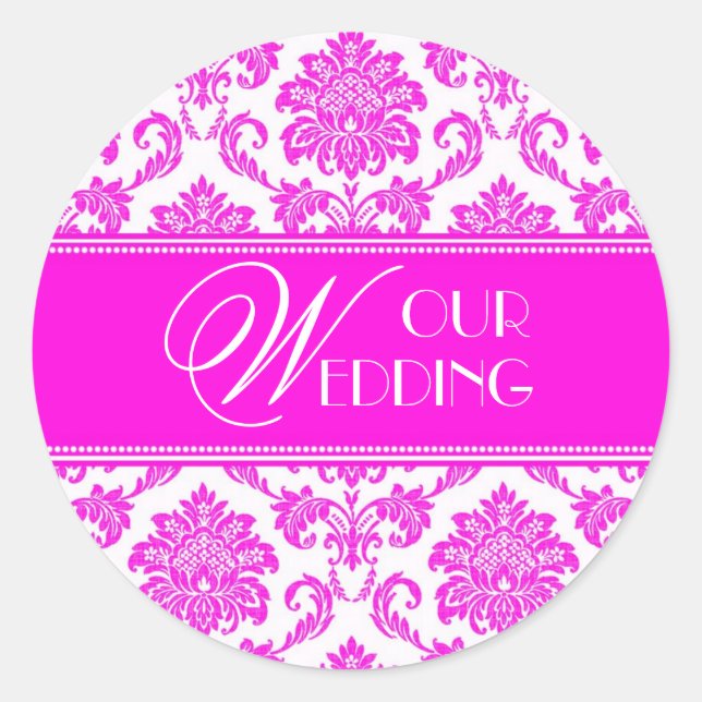 Notre Sticker Mariage Hot Pink Damask (Devant)