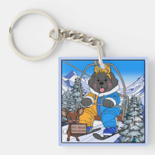 Notta Bear Mt. Hood Meadows Newfoundland Ski Lift  Keychain