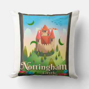 Nottingham castle travel poster throw pillow