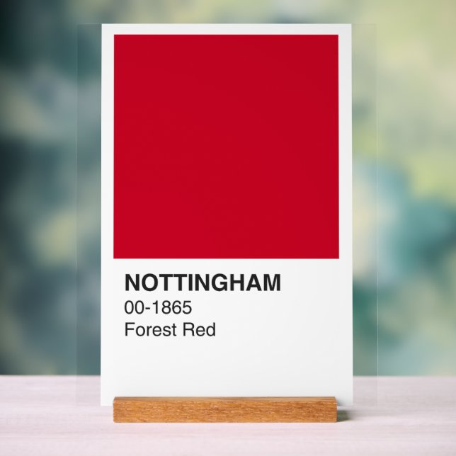 Nottingham Red Forest - White Background Acrylic Sign (Neutral)