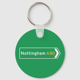Nottingham, UK Road Sign Keychain