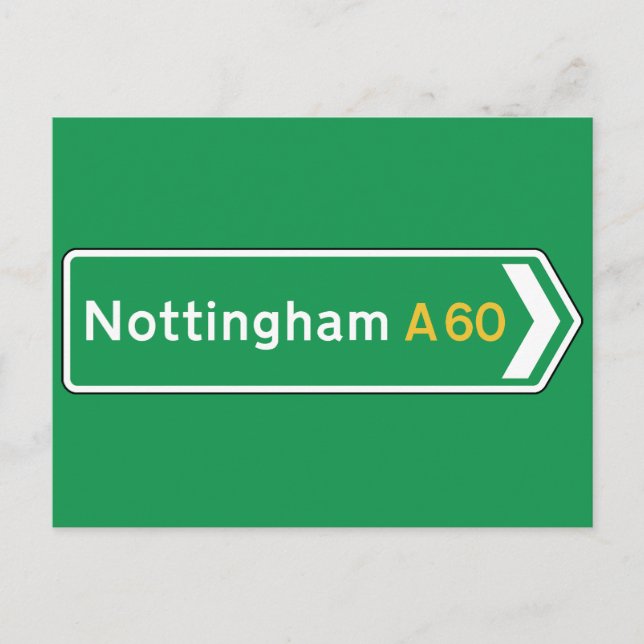 Nottingham, UK Road Sign Postcard (Front)
