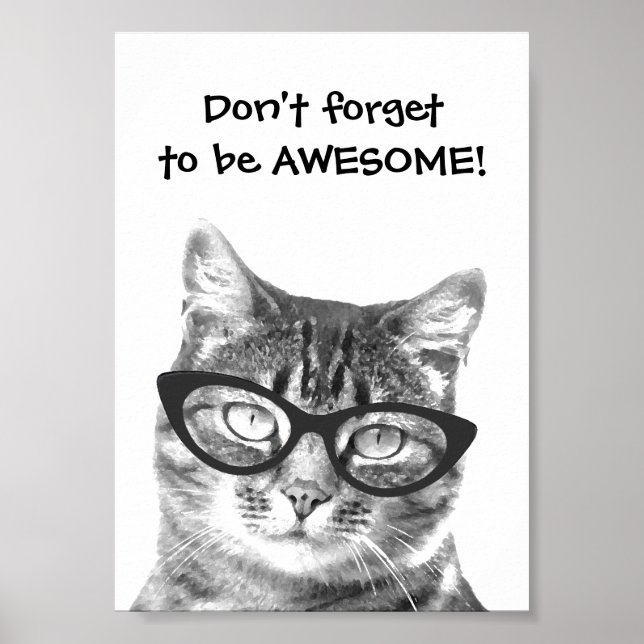 N'oubliez pas d'être génial devis poster chat (Devant)
