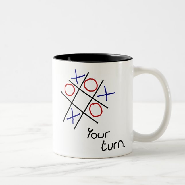 Noughts & Crosses (Tic-tac-toe) Two-Tone Coffee Mug (Right)