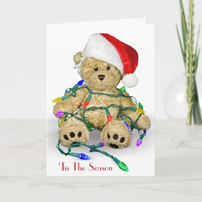 Nounours de Noël dans la carte des lumières de vac (Devant)