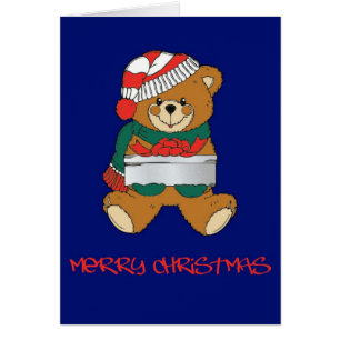 Nounours de Père Noël avec la carte de Noël